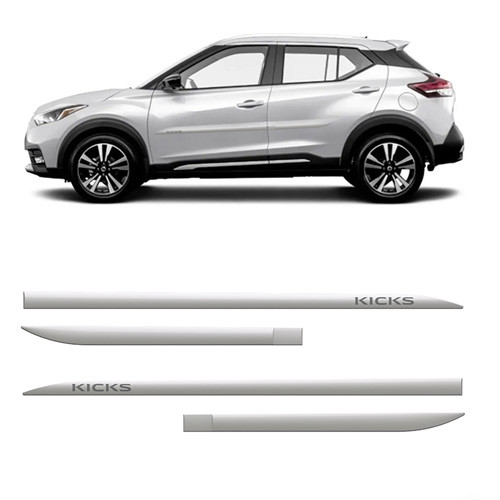 Friso Lateral Nissan Kicks 2017 a 2025 Flash Cotrim Protetor de Portas Branco Diamond Slim 4 Peças