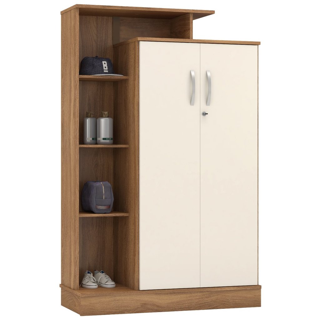 Detalhes do Armário Multiuso 2 Portas 6 Prateleiras Elite  Amêndola Touch/Off White