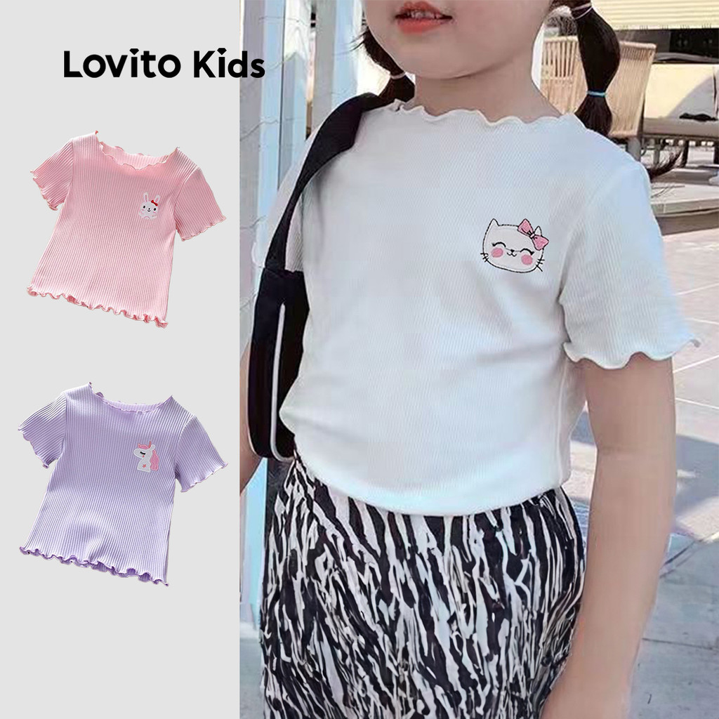 Lovito Kids Camiseta Fofa para Menina Primavera/verão Camiseta roxa LNL119356 em Oferta na Shopee