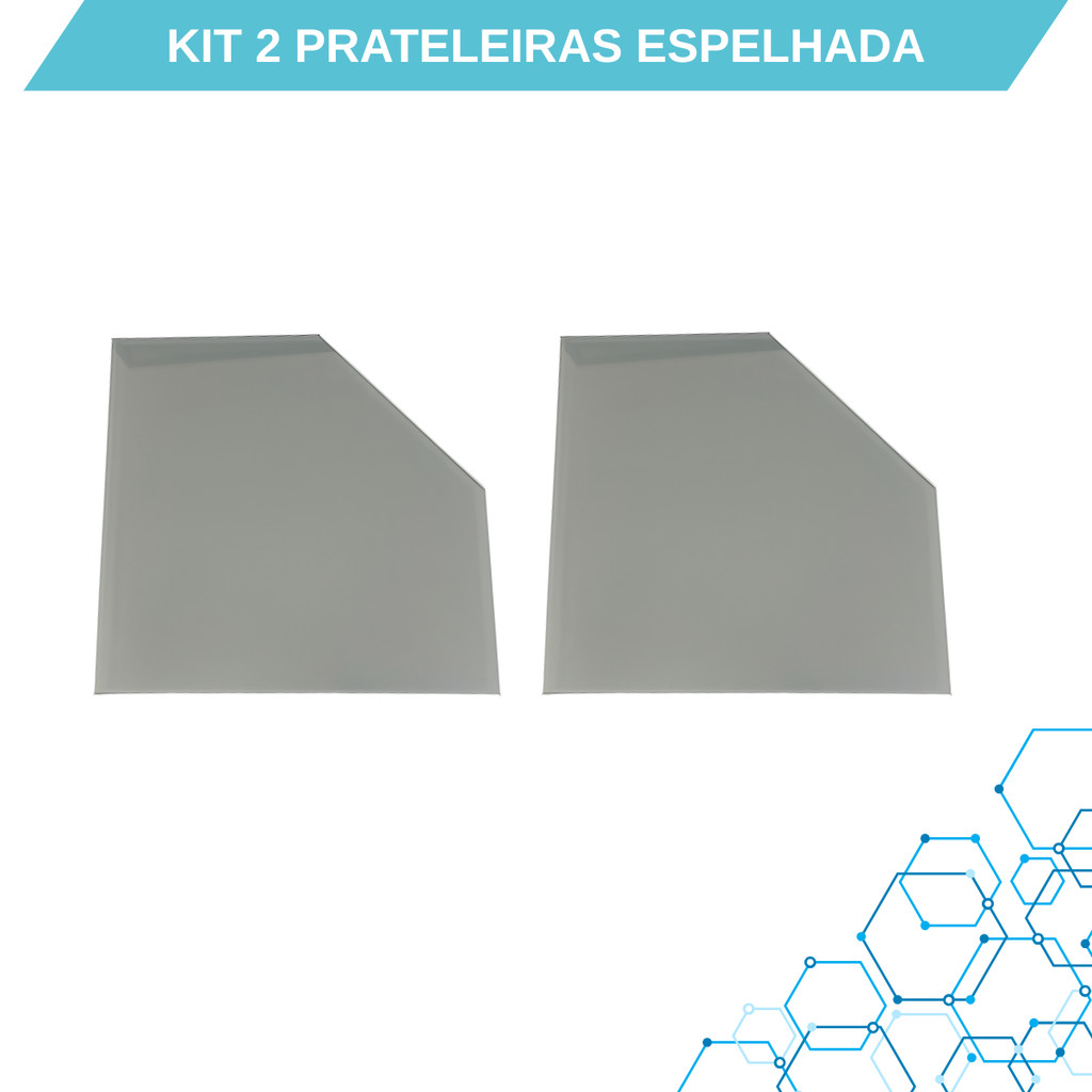 KIT 2 PRATELEIRAS DE CANTO ESPELHADA PRATA 25X25 8MM