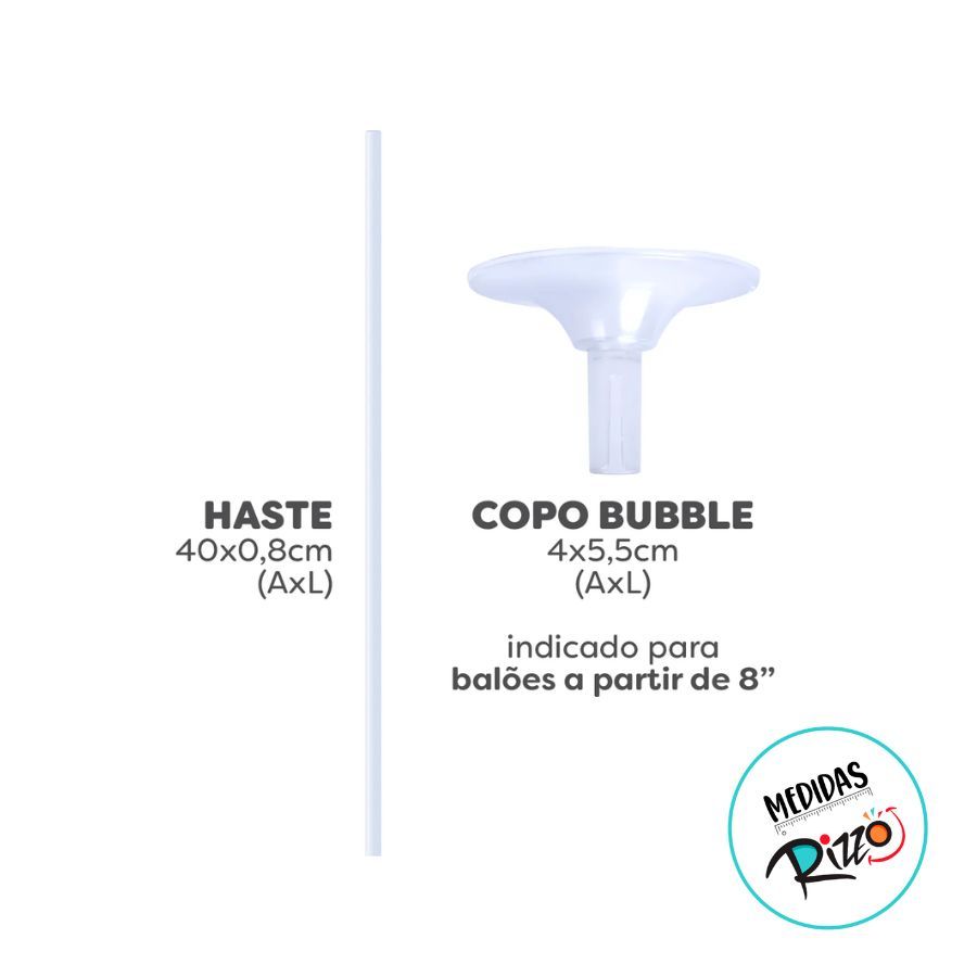 Suporte Para Balão Bubble Premium - 40cm - 5 unidades - Rizzo