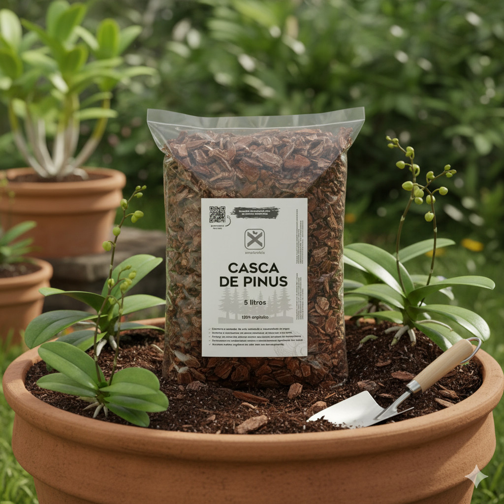 Casca de Pinus Natural Tratada Premium 100% Orgânica