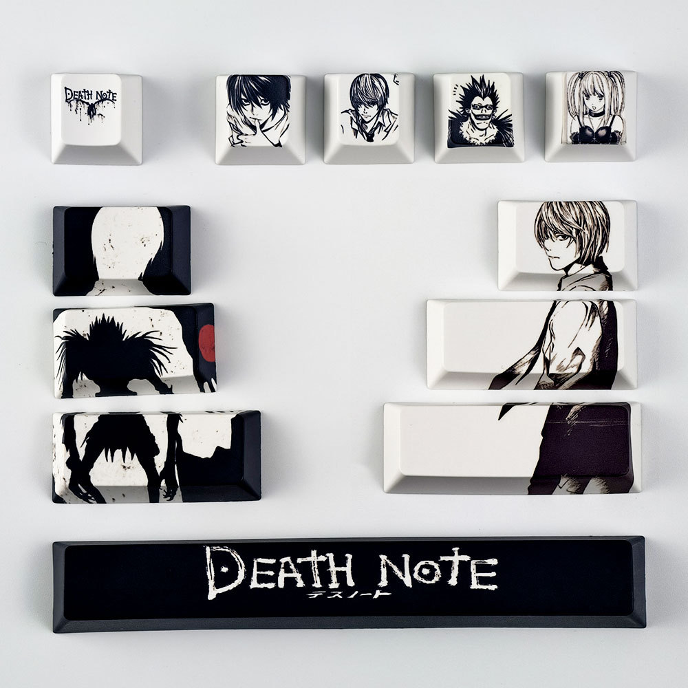 Death Note Keycaps Cherry Profile 12pcs PBT Dye Sublimation Mecânico Aula Madlion Wooting Anime DIY Criativo Legal Yagam