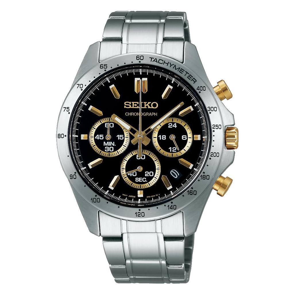 Relógio cronógrafo masculino Seiko Watch SBTR015 de quartzo prateado (três linhas horizontais)