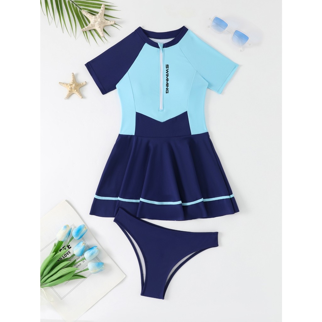 RWX VEST Conjunto Feminino Juvenil de Praia com Saia e Zíper Frontal – Estilo e Conforto para o Verão 2025 J3621