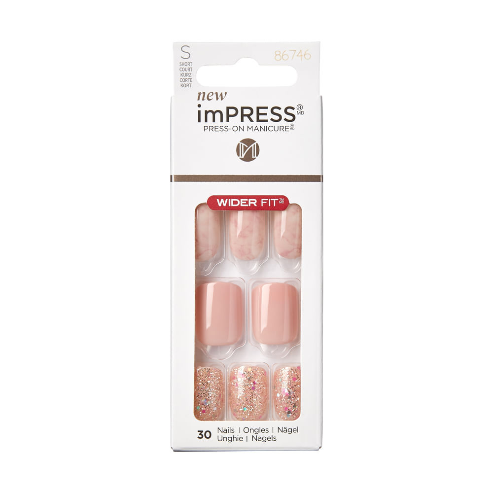 Unha Postiça New ImPress Wider Fit com 30 Unidades