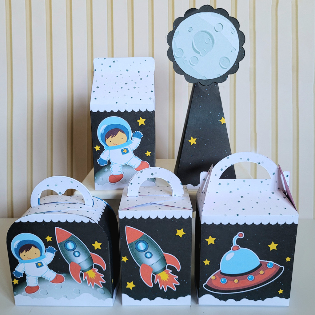 20 Caixinhas Astronauta  Desmontada Pronta Entrega Lembrancinha Chá de Bebê Não Personalizados