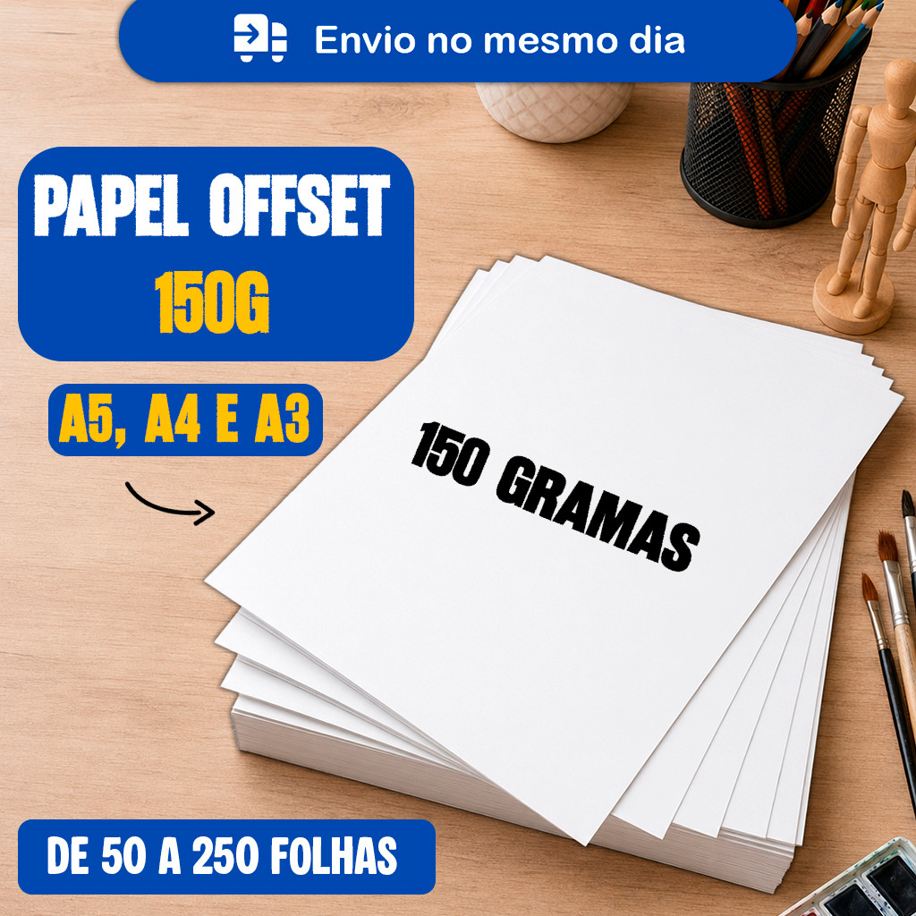 Papel Offset 150g Branco A3 A4 A5 Premium Para Cartões 50 100 Folhas