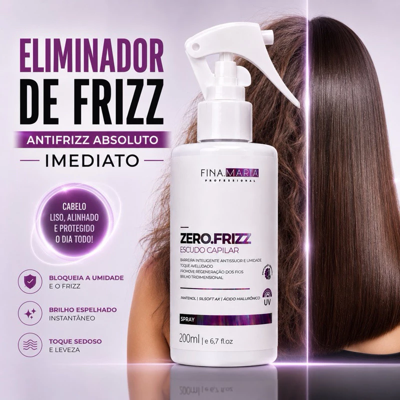 SPRAY ESCUDO CAPILAR ELIMINADOR DE FRIZZ | PROTETOR TÉRMICO MULTIFUNCIONAL | FINA MARIA