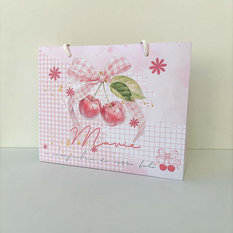 Sacolinha Sacola Personalizada | Chá de bebe | Lembrancinha Cerejinha Cereja 3