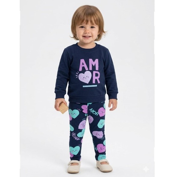 Conjunto Infantil Blusão C/Legging Moletom Flanelado 136546