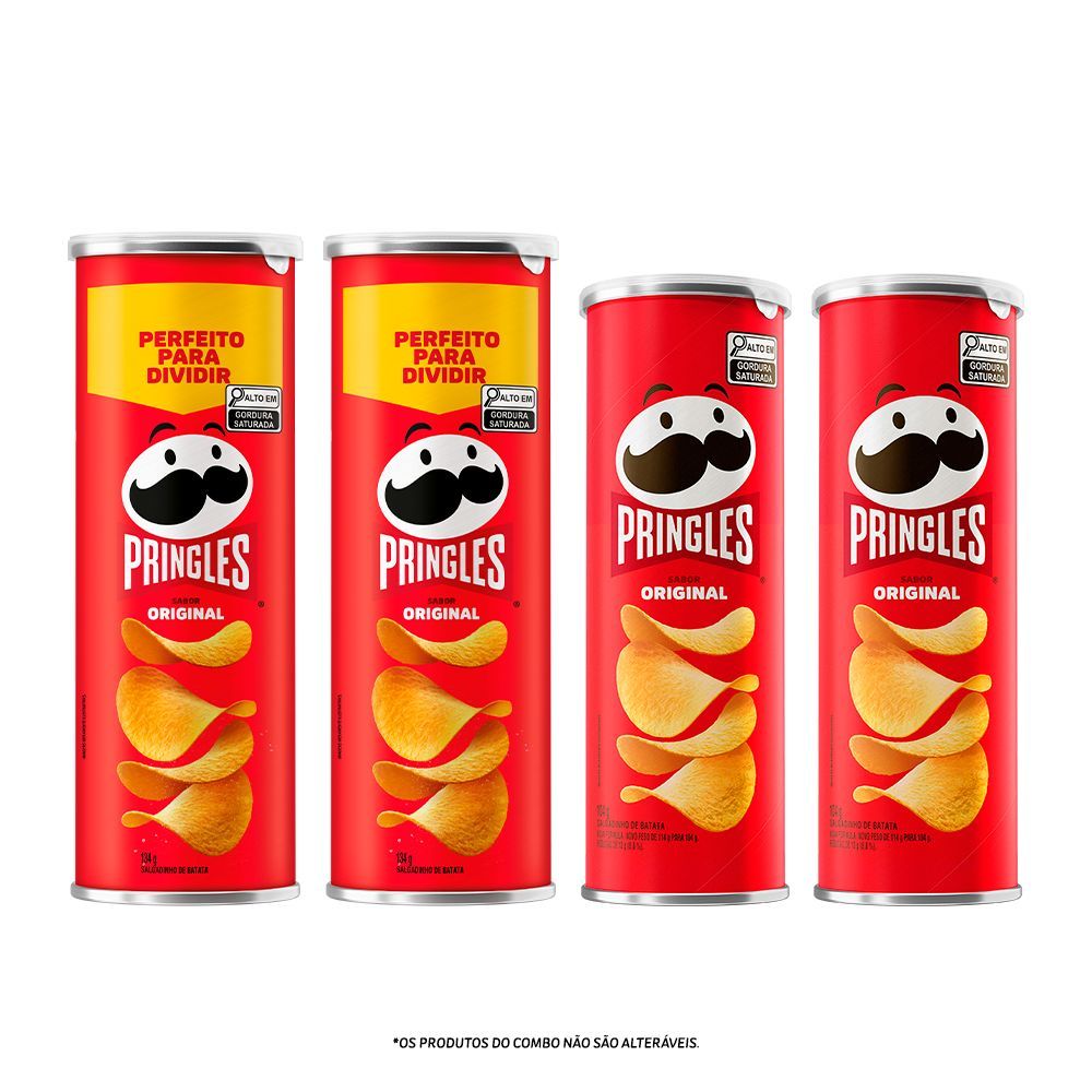 Combo Batata Frita Pringles Original 134g e 104g 4 unidades
