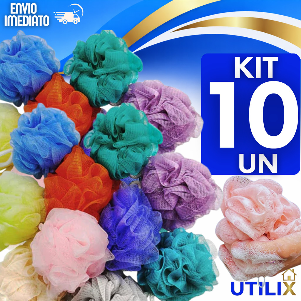 Utilidades Esponjas Bucha de Nylon Para Banho com Cordinha Cor Sortida Esfoliante Pele