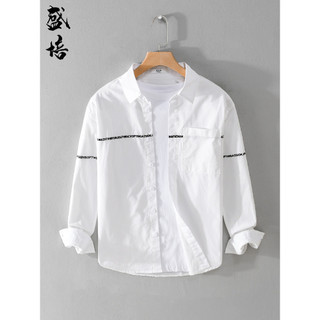 Camisa branca bordada masculina literária bonito primavera outono Polegada camisa Casual na moda camisa de manga comprid