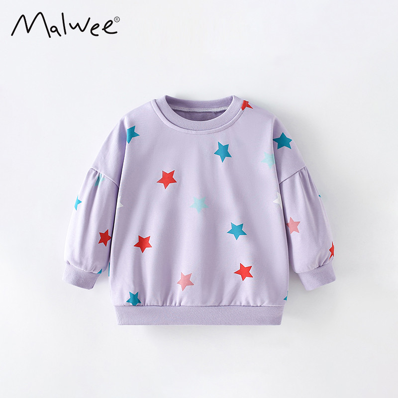 Meninas moletom 2026 primavera outono novo estilo crianças impresso Casual manga comprida em torno do pescoço pulôver pu