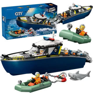 500 blocos de LEGO Barco de patrulha da polícia da cidade Barco flutuante Barco salva-vidas Brinquedo de montar para men
