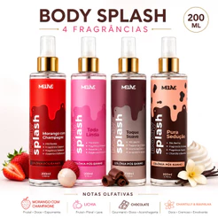 Body Splash Feminino 200ml Perfume Corporal Aroma Refrescante Cheiro Agradável Uso Diário