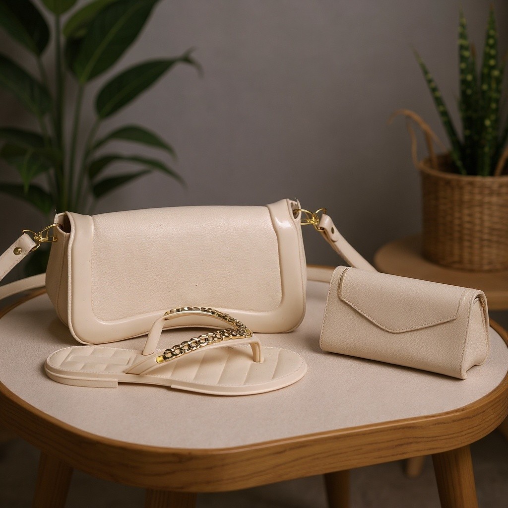 Kit Bolsa Chinelo Feminino Gold Combinando Casual 33 ao 39 — Achadinhos da Nonaka