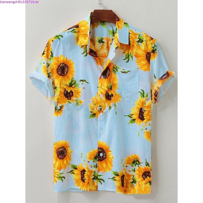 Moda Verão E Masculina Exclusiva Com Estampa 3D Csa Solta De Manga Curta .