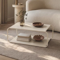 Mesa de Centro Para Sala de Estar 80cm Orgânica Industrial Alek A03 Off White - Lyam Decor