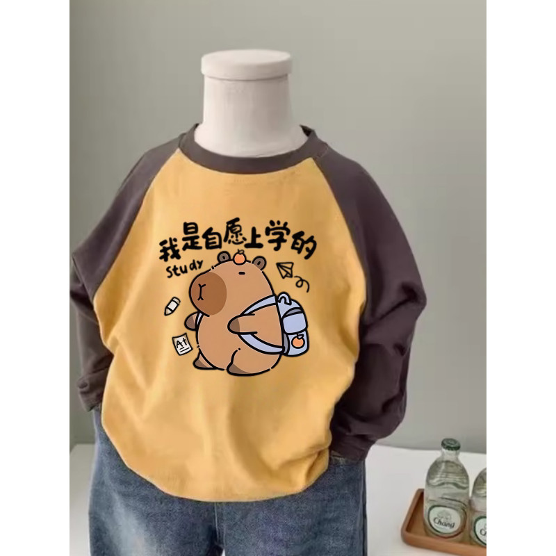 Classe A meninos camiseta de manga comprida primavera outono estilo fino puro algodão crianças médio pequenas crianças c