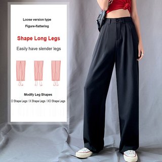 [Moda Casual] [Toque Moderno] Calça Feminina Larga/Cintura Alta/Estilo Versátil/Confortável