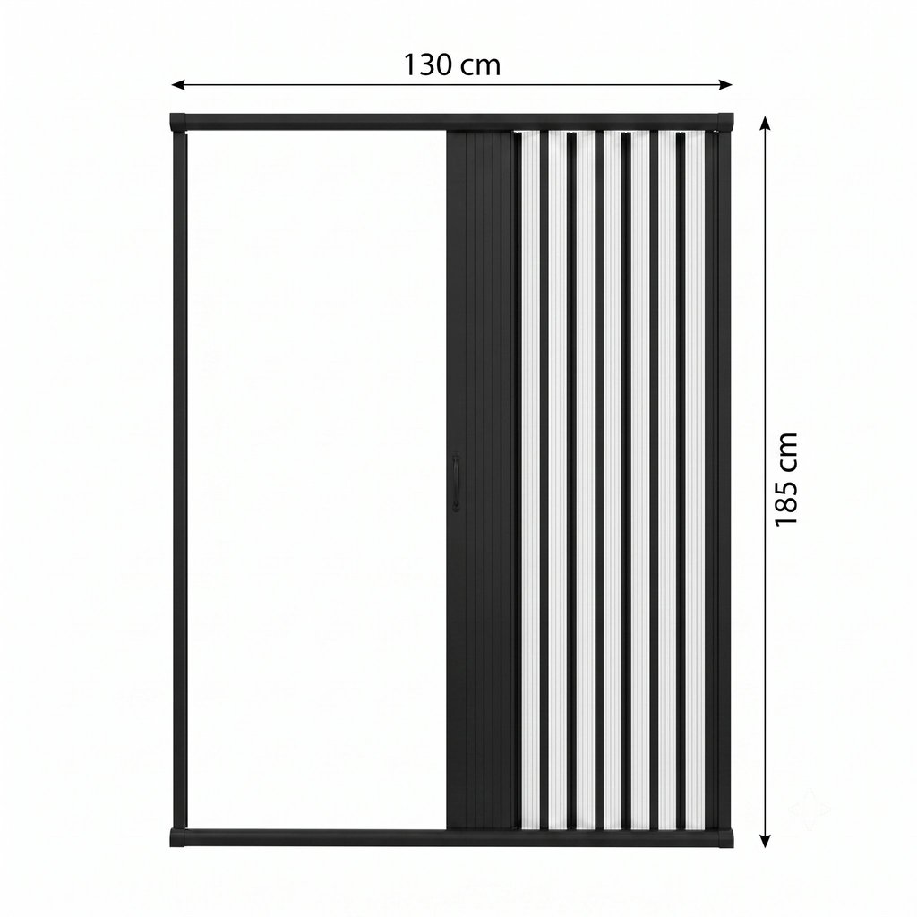 Box para Banheiro Sanfonado 185x130cm PVC Preto Preto · foto 2