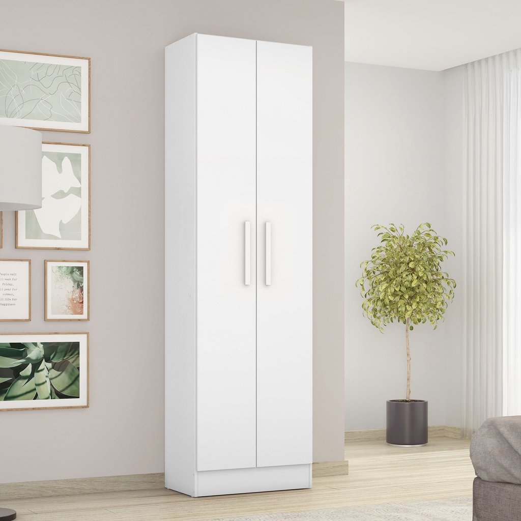 Armário Multiuso Escritório NT4045 com 2 Portas e Prateleiras Branco/New Branco New