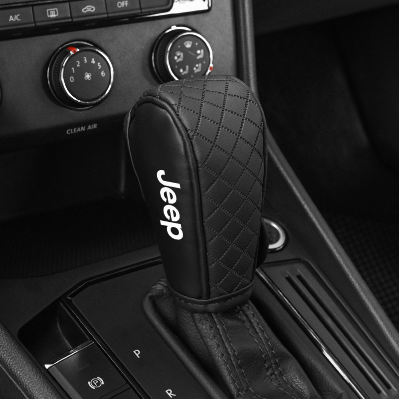 Capa de Couro para Manopla de Câmbio de Carro, Capa para Alavanca de Câmbio de Jeep Renegade Compass Wrangler JK