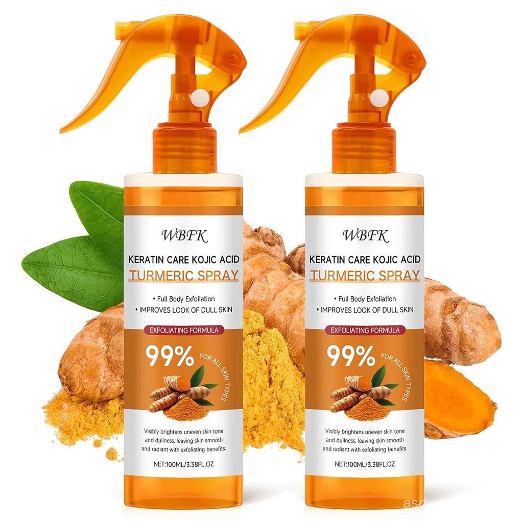 Spray Esfoliante Corporal de Cúrcuma – Pacote com 2 Unidades, Névoa Suave para Esfoliação Corporal que Ajuda a Remover C