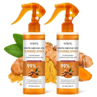 Spray Esfoliante Corporal de Cúrcuma – Pacote com 2 Unidades, Névoa Suave para Esfoliação Corporal que Ajuda a Remover C