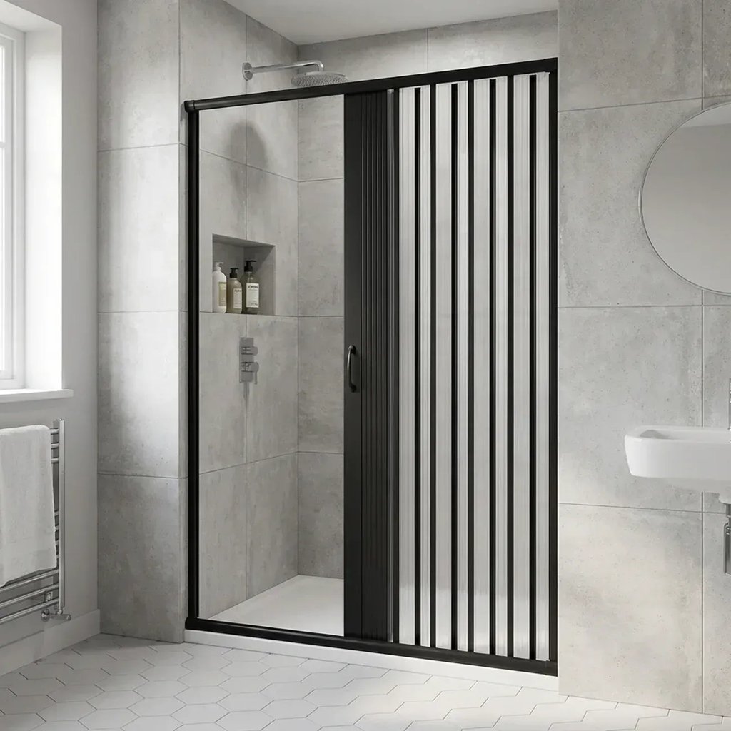 Box para Banheiro Sanfonado 185x160cm PVC Preto