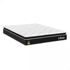 Colchão Casal Life D33 Pillow Top Preto 17x138x188cm- e-Shop Casa