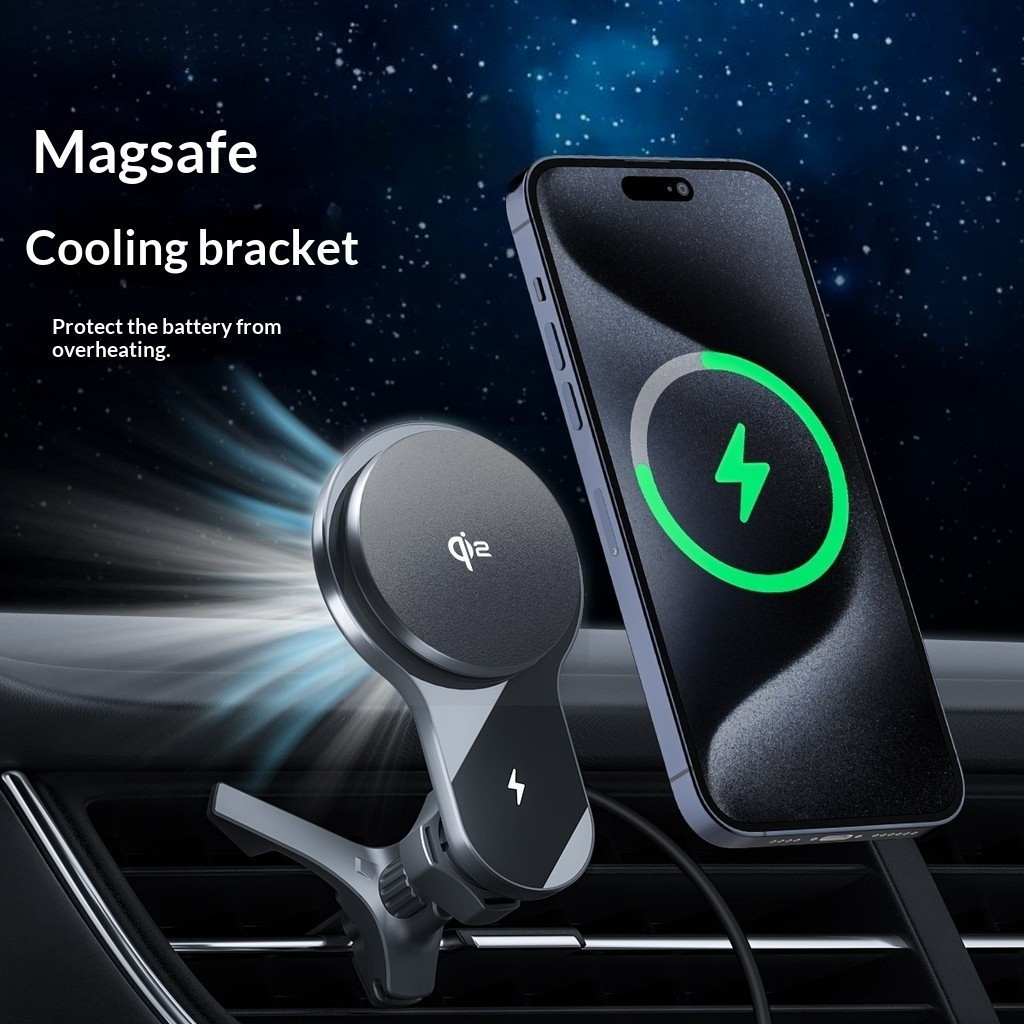 Suporte Magnético para Telefone de Carro Qi2 Compatível com Telefones Apple, Carregamento Rápido de 15W, Suporte de Carr