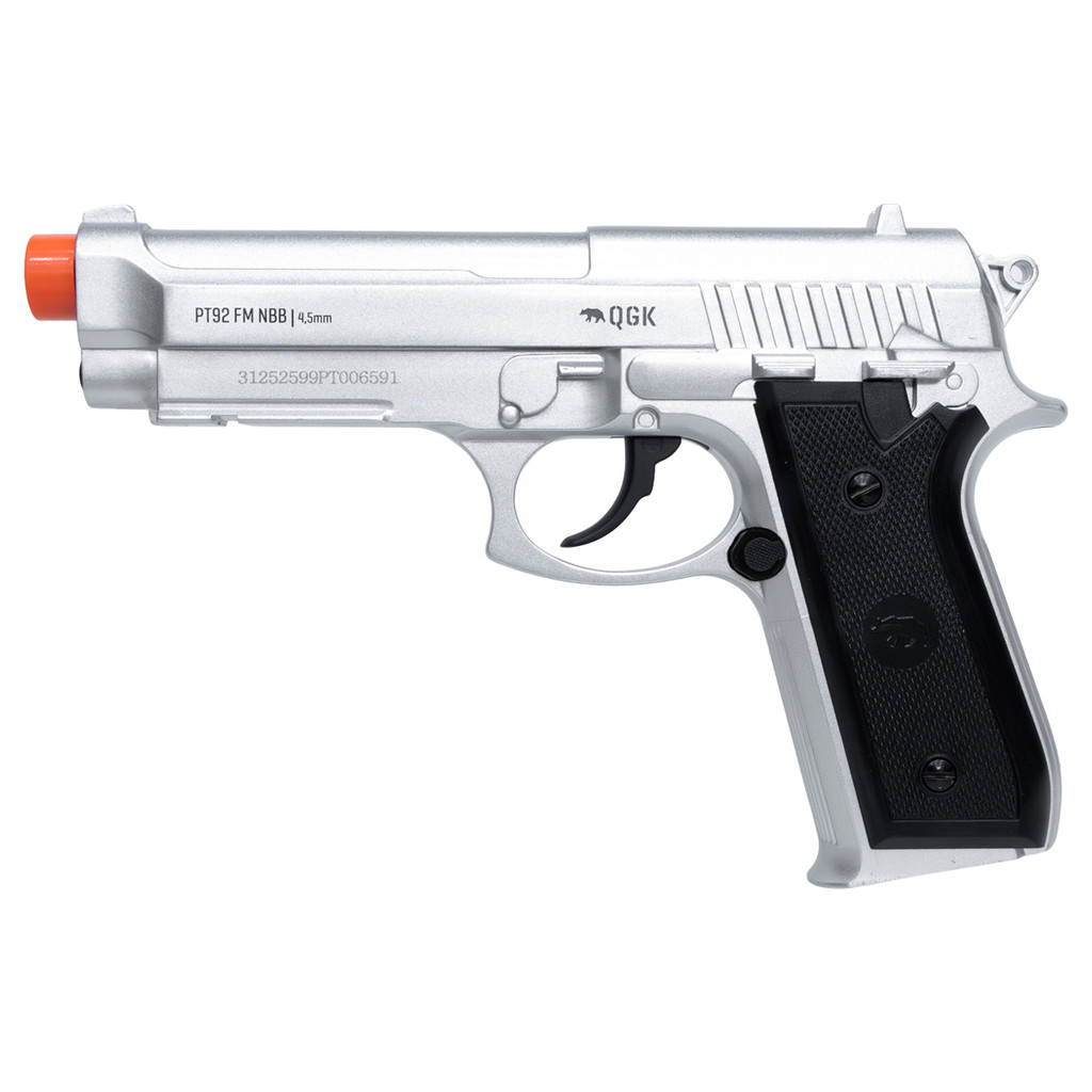 PISTOLA AIRGUN PT92 SILVER FULL METAL NBB 4,5MM - QGK