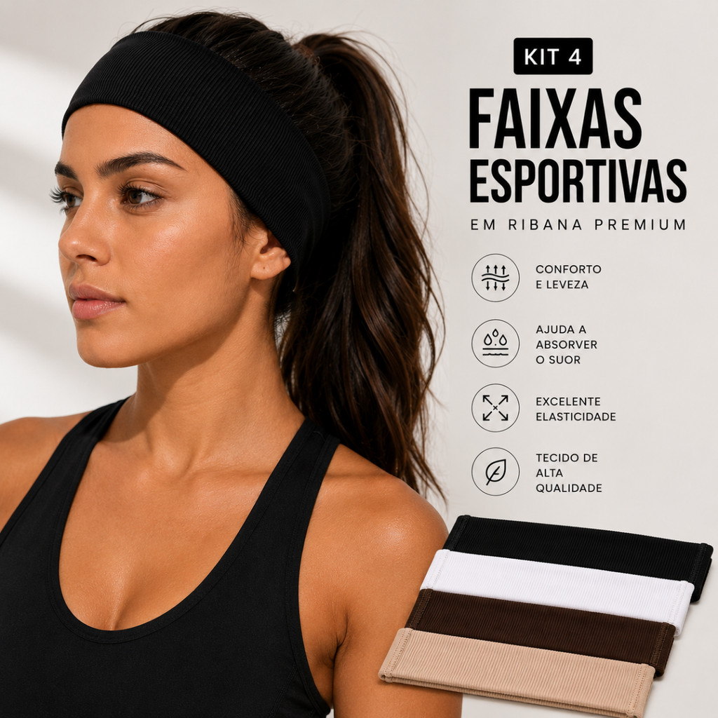 KIT4 Faixas de Cabelo Feminina Faixa elástica Tiara de Tecido Faixa para Maquiagem Faixa academia