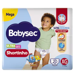 Fralda Babysec Ultrasec Shortinho Mega Tamanho XG 20 Unidades Descartáveis