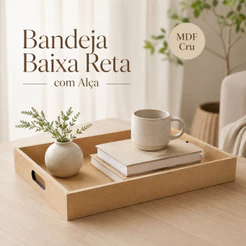 Kit 5 Bandejas Lisas Retangulares MDF Cru 30x20x5 cm Artesanato Decoração Organizadora