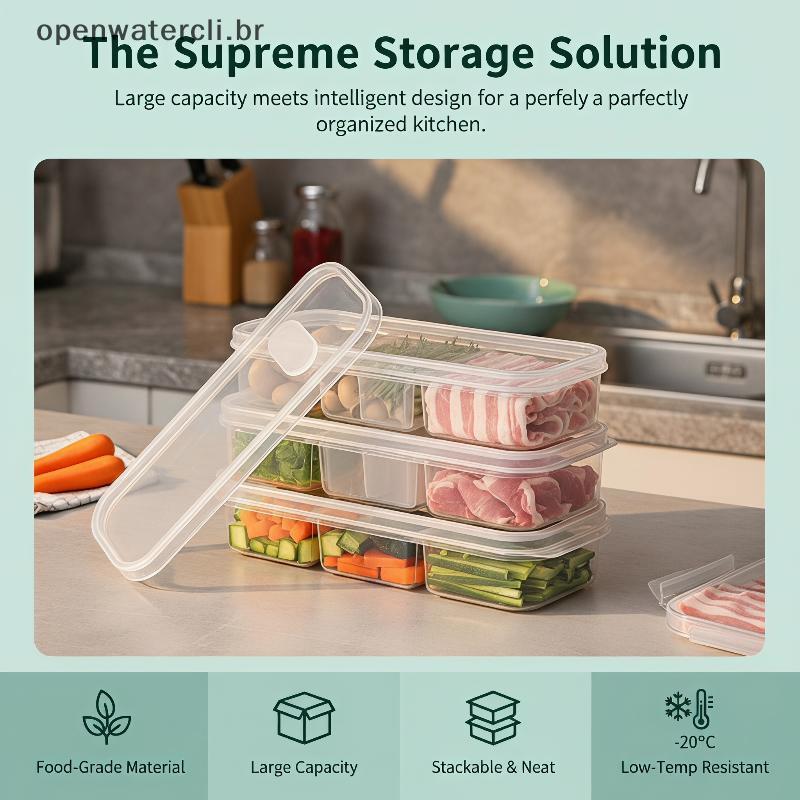 Recipiente De Armazenamento De Alimentos Para Geladeira , 1 Pa , Organizador Quadrado De Freezer Despensa , Classificaçã