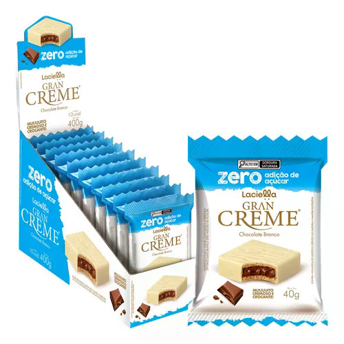 Wafer Chocolate Branco Zero Adição De Açúcar 10un de 40g