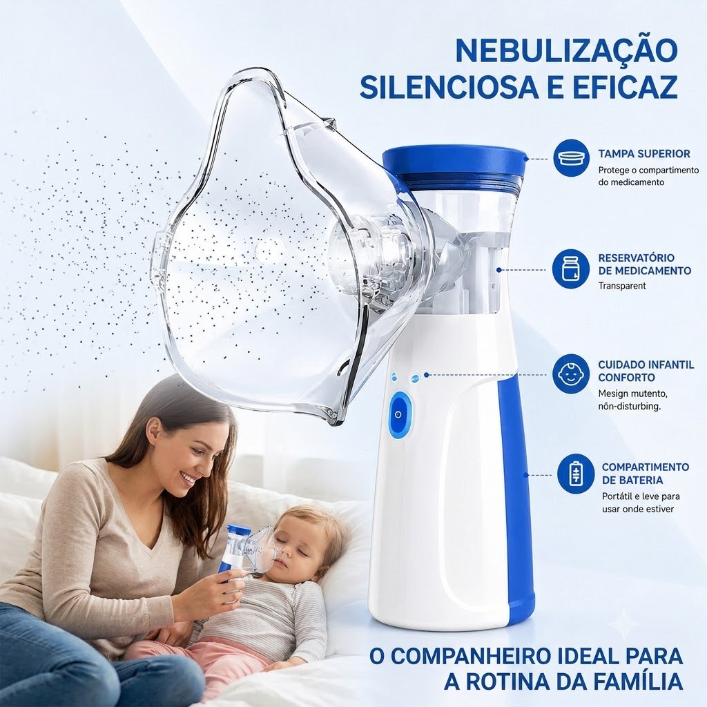 Inalador Nebulizador Portátil Silencioso Tratamento Asma Infantil Adulto USB