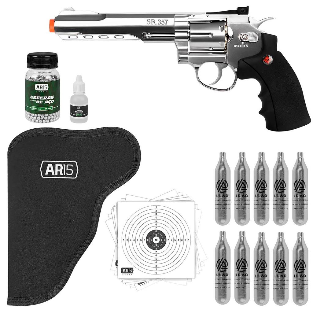 Revolveres Co2 4.5mm Metal Crosman SR.357 + 10 Co2 + Coldre