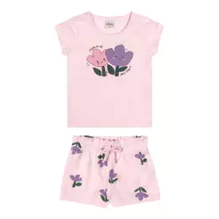 Conjunto Infantil Menina Flamê Floral Elian Rosa
