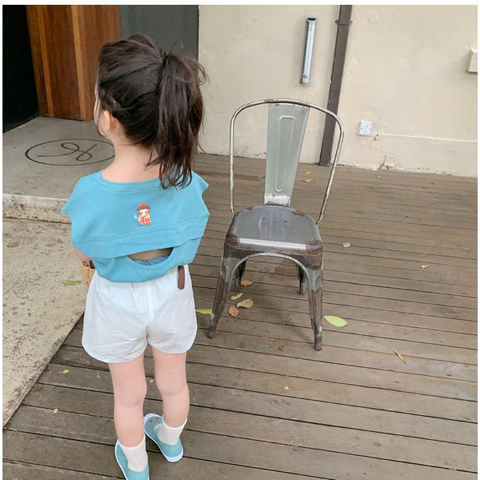 Firefly meninas camiseta de manga curta moda crianças sem mangas pequeno colete puro algodão verão fino bebê Halter féri