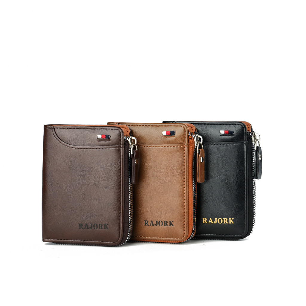Carteira Masculina Porta-Cartões Vintage Com Zíper-Carteira Elegante Vários Bolso Para Moedas,Presente Ideal Ele tiko