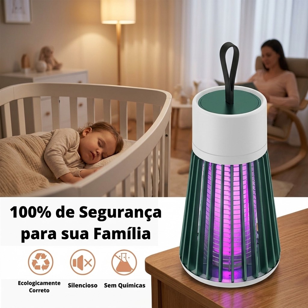 Lâmpada Mata Mosquito Silenciosa Bateria USB Sem Veneno Inofensivo Para Bebês E Gestantes Full