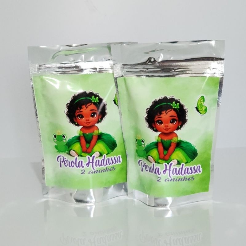 SAQUINHO METALIZADO PRINCESA E O SAPO BABY PERSONALIZADO P/ LEMBRANCINHAS FESTA INFANTIL