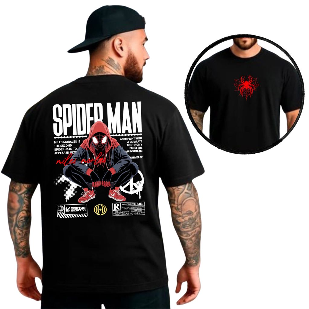 Camiseta masculina Oversized Estampada Homem Aranha para Academia Musculação camisa algodão over Streetwear 100% Algodão