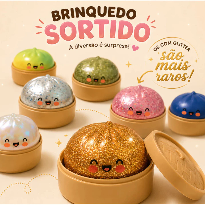Brinquedo Surpresa Squishy Antiestresse Bolinho Com Carinha Fofa Para Apertar Fofinho Macio — imagem 1