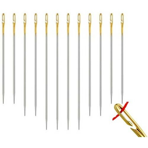 12 Agulhas Furo Lateral Costura Manual Cego Deficiente Visual